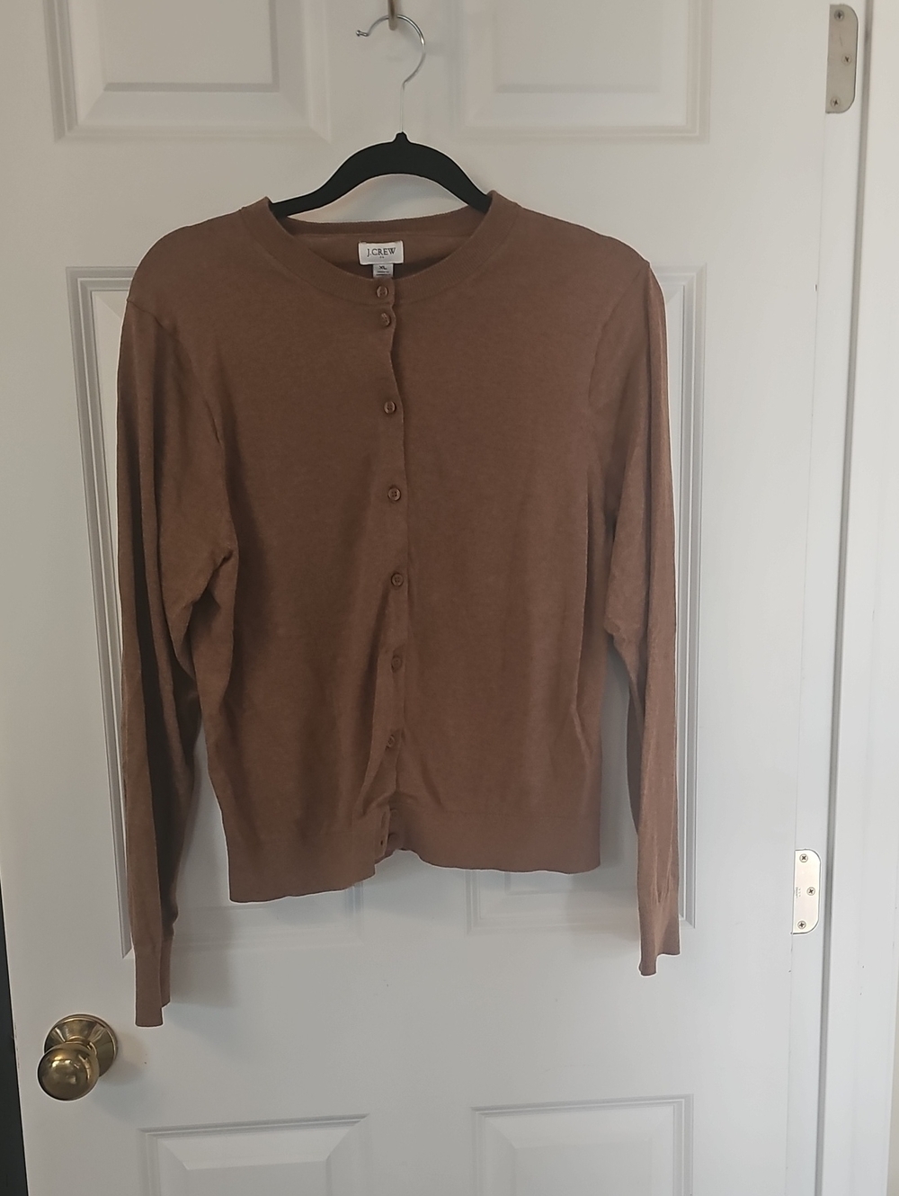 J. Crew Women's Brown Button-Front Crewneck Cardigan